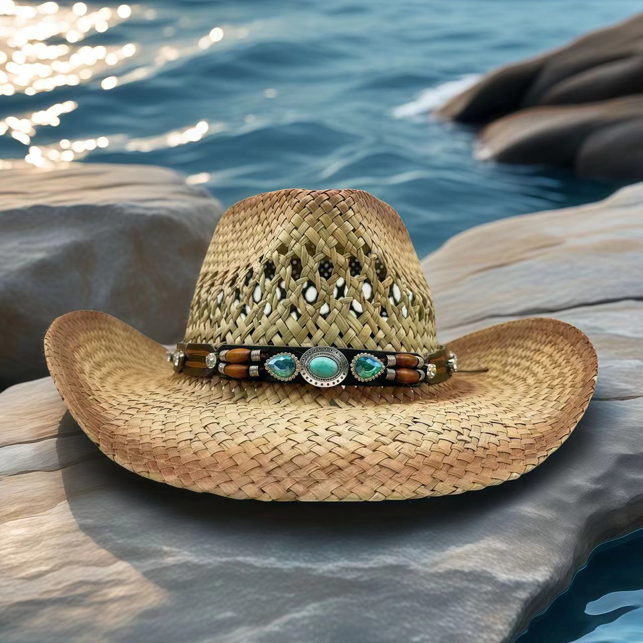 Cowboy Hat Straw - Strass cowboyhoed strozonhoed voor dames heren